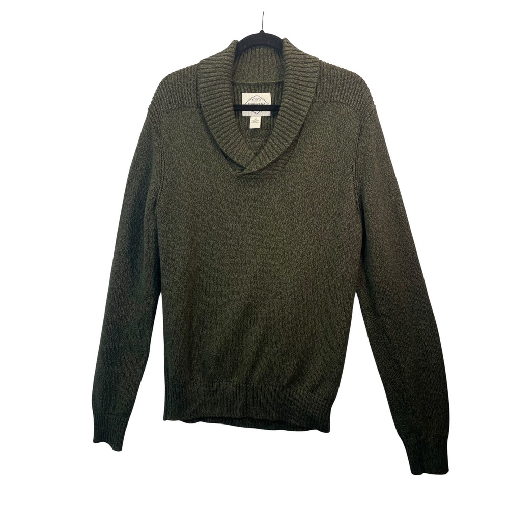 ST JOHNS BAY Mens Green Shawl Collar Sweater 100‎ Cotton Size M